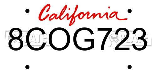 8COG723 California License Plate