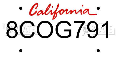 8COG791 California License Plate