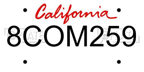8COM259 California License Plate