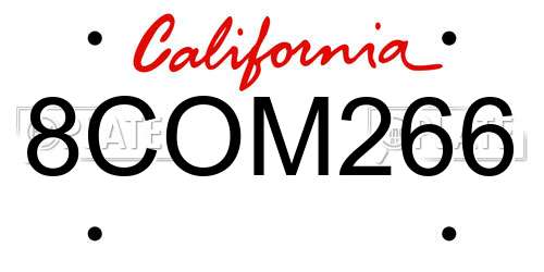 8COM266 California License Plate
