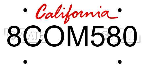 8COM580 California License Plate