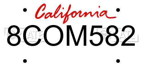 8COM582 California License Plate