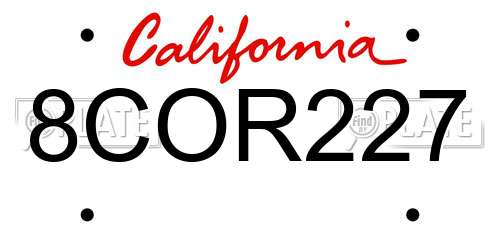 8COR227 California License Plate