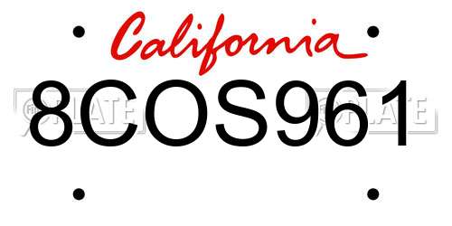 8COS961 California License Plate
