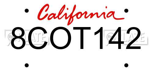 8COT142 California License Plate