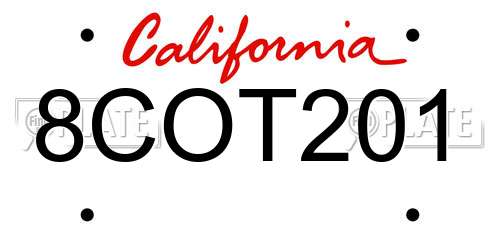 8COT201 California License Plate