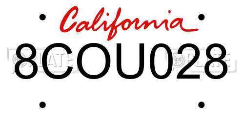 8COU028 California License Plate