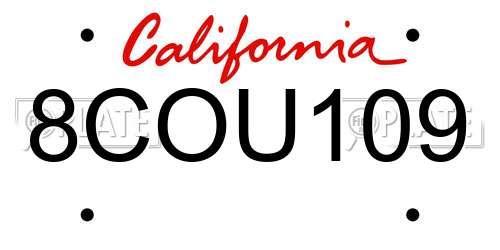 8COU109 California License Plate