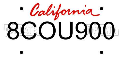 8COU900 California License Plate