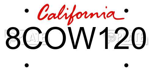 8COW120 California License Plate