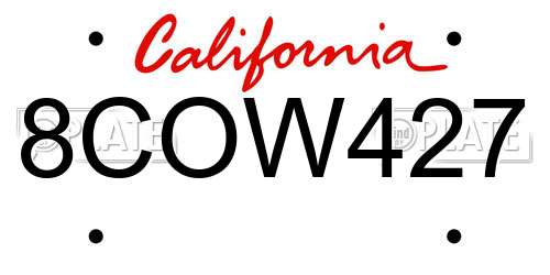 8COW427 California License Plate