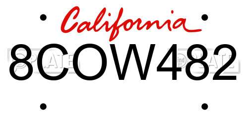 8COW482 California License Plate