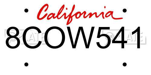 8COW541 California License Plate