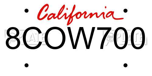 8COW700 California License Plate