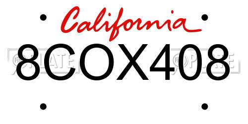 8COX408 California License Plate