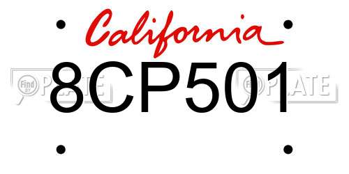 8CP501 California License Plate