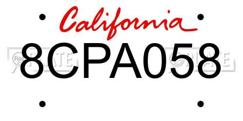8CPA058 California License Plate
