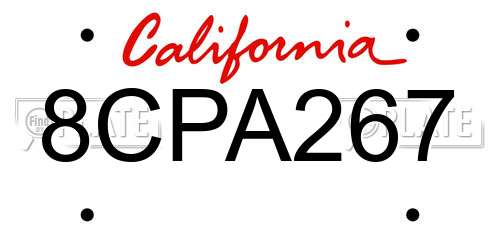 8CPA267 California License Plate