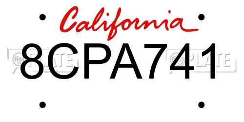 8CPA741 California License Plate