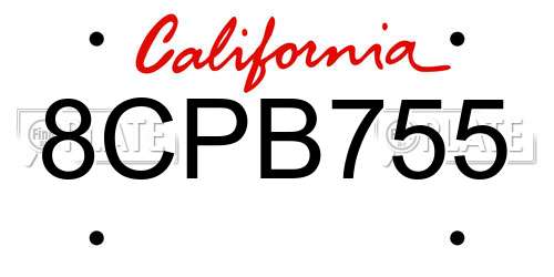 8CPB755 California License Plate