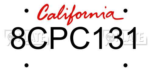 8CPC131 California License Plate