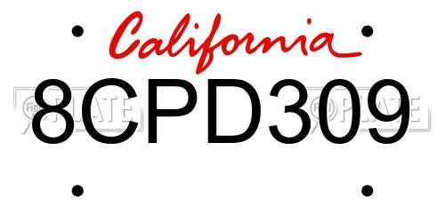 8CPD309 California License Plate