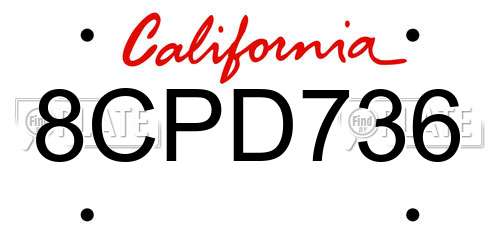 8CPD736 California License Plate
