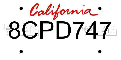 8CPD747 California License Plate