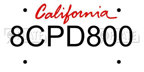 8CPD800 California License Plate