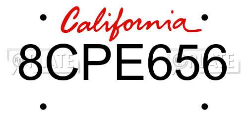 8CPE656 California License Plate