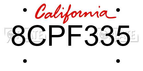 8CPF335 California License Plate