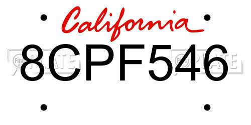8CPF546 California License Plate