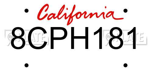 8CPH181 California License Plate