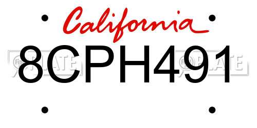 8CPH491 California License Plate
