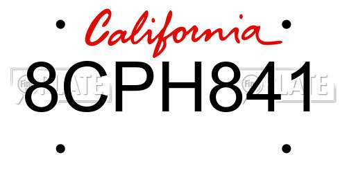 8CPH841 California License Plate
