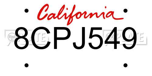 8CPJ549 California License Plate