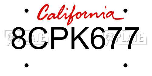 8CPK677 California License Plate
