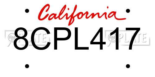 8CPL417 California License Plate