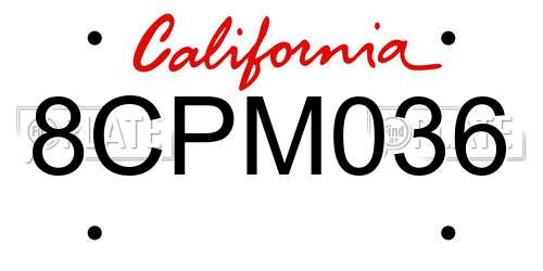 8CPM036 California License Plate