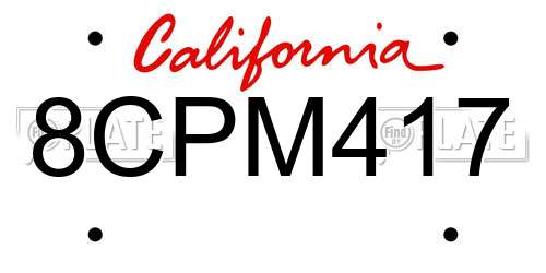 8CPM417 California License Plate