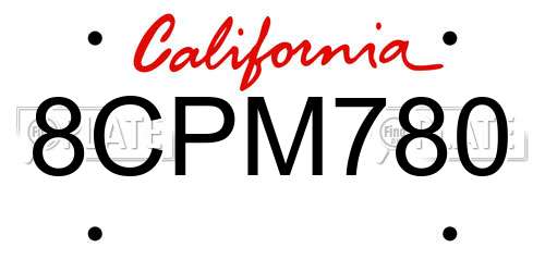 8CPM780 California License Plate
