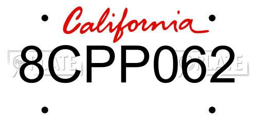 8CPP062 California License Plate