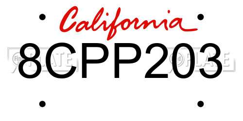 8CPP203 California License Plate