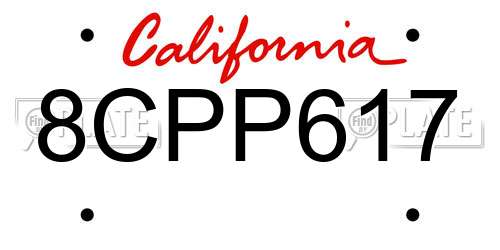 8CPP617 California License Plate