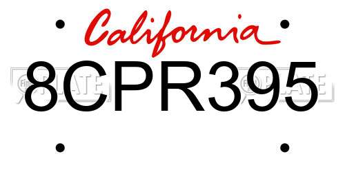 8CPR395 California License Plate