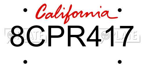 8CPR417 California License Plate