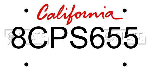 8CPS655 California License Plate