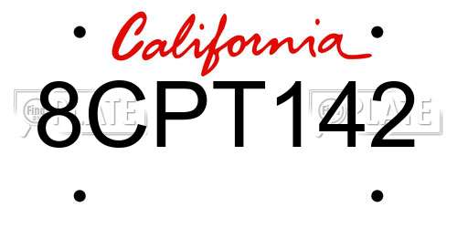 8CPT142 California License Plate