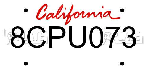8CPU073 California License Plate