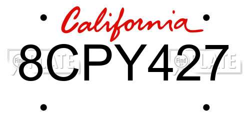 8CPY427 California License Plate